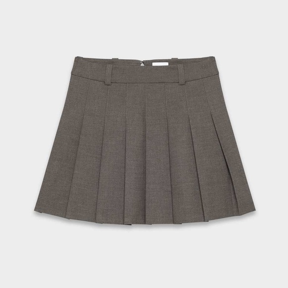 Aritzia Sunday Best Olive Micro Mini Pleated Skirt size 2 Heather Charcoal